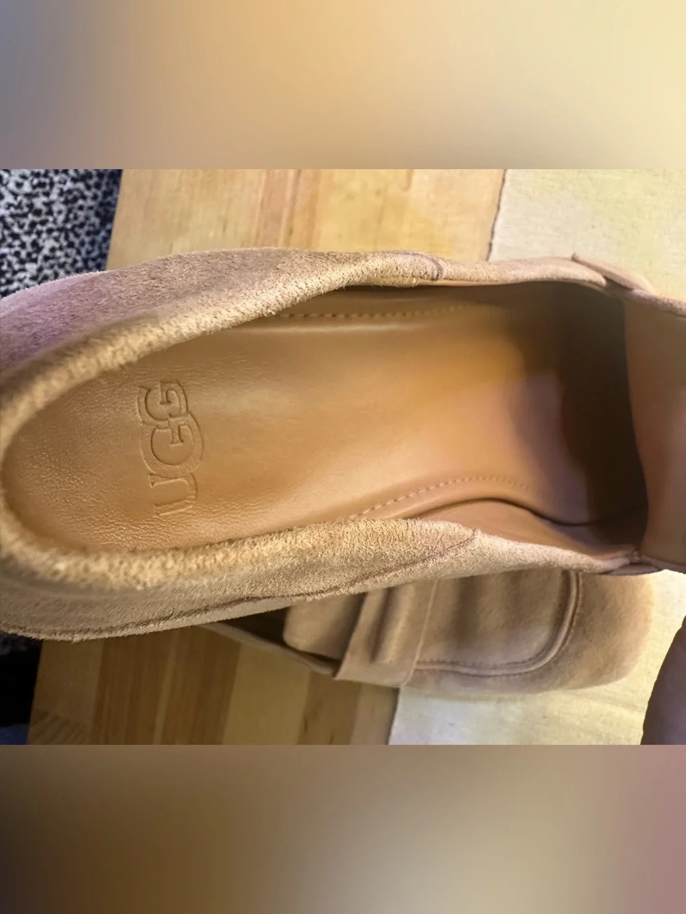 Women’s Suede Ugg Loafers in Light Taupe